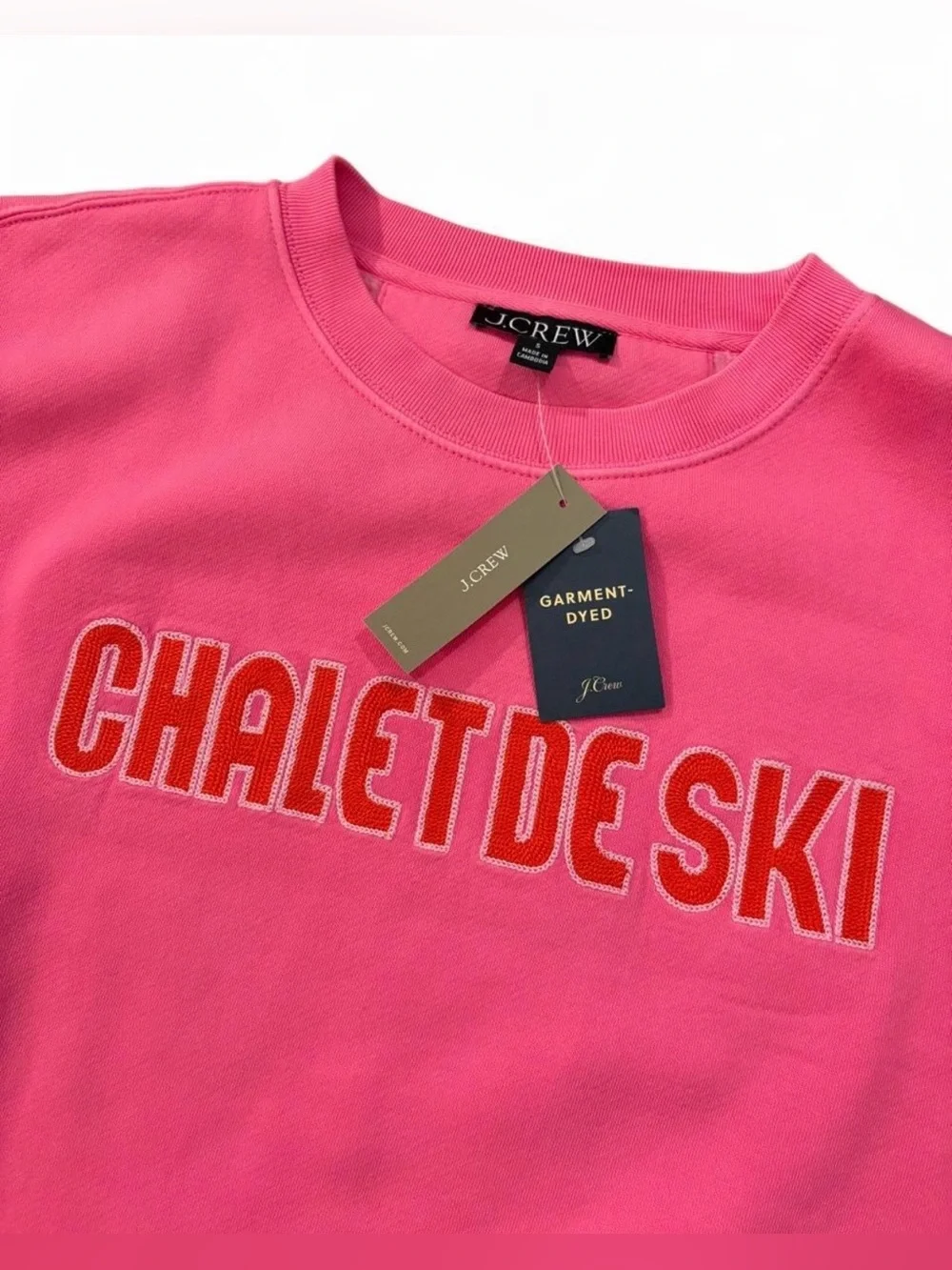 NWT J.Crew Women’s Sz. S Heritage Fleece “Chalet de Ski” Pink Sweatshirt